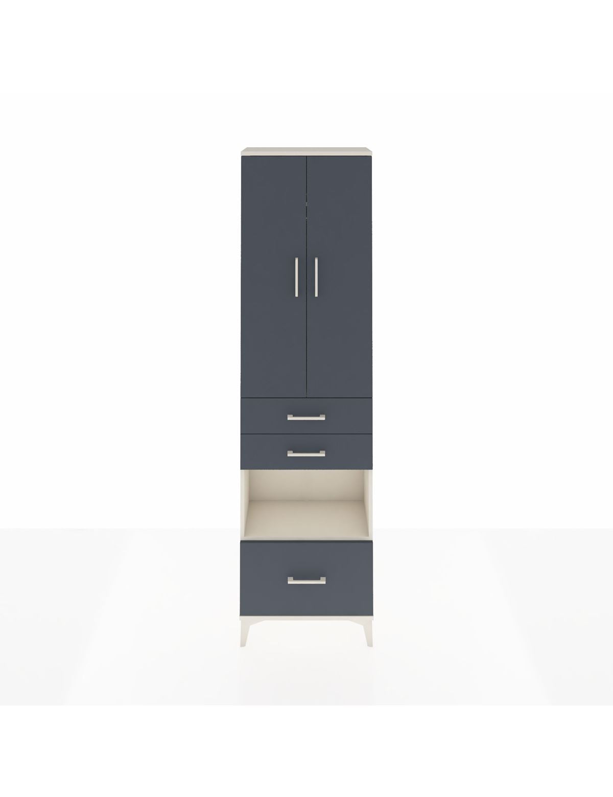 Arges Dolap 3 Raflı 3 Çekmeceli Tek Askılı 60x30x221 Aytaşı-Antrasit