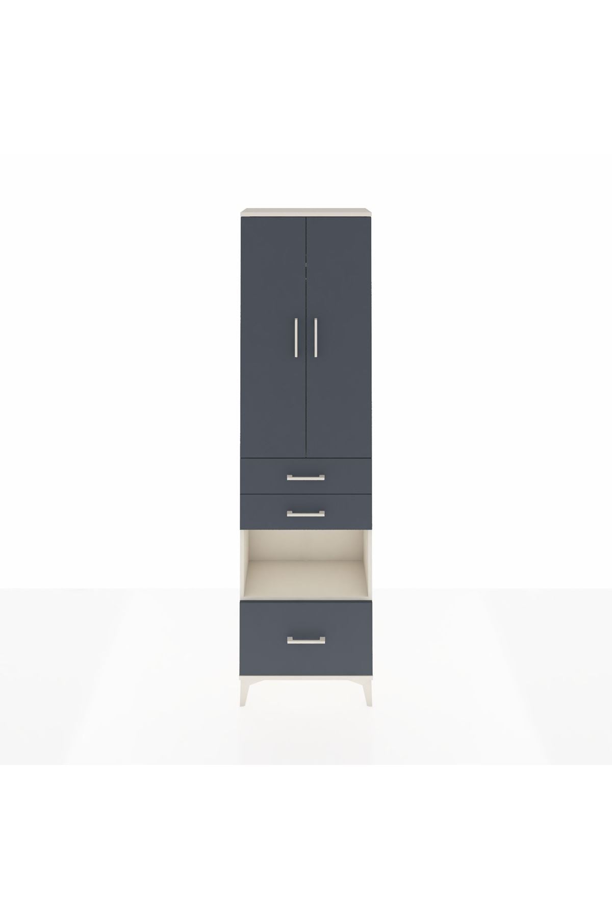 Arges Dolap 3 Raflı 3 Çekmeceli Tek Askılı 60x30x221 Aytaşı-Antrasit