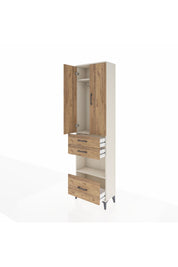 Arges Dolap 3 Raflı 3 Çekmeceli Tek Askılı 60x30x221 Aytaşı-Çam
