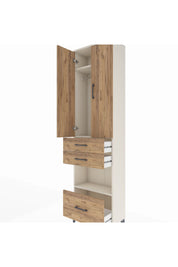 Arges Dolap 3 Raflı 3 Çekmeceli Tek Askılı 60x30x221 Aytaşı-Çam