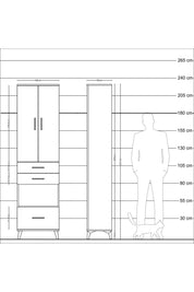 Arges Dolap 3 Raflı 3 Çekmeceli Tek Askılı 60x30x221 Antrasit-Aytaşı