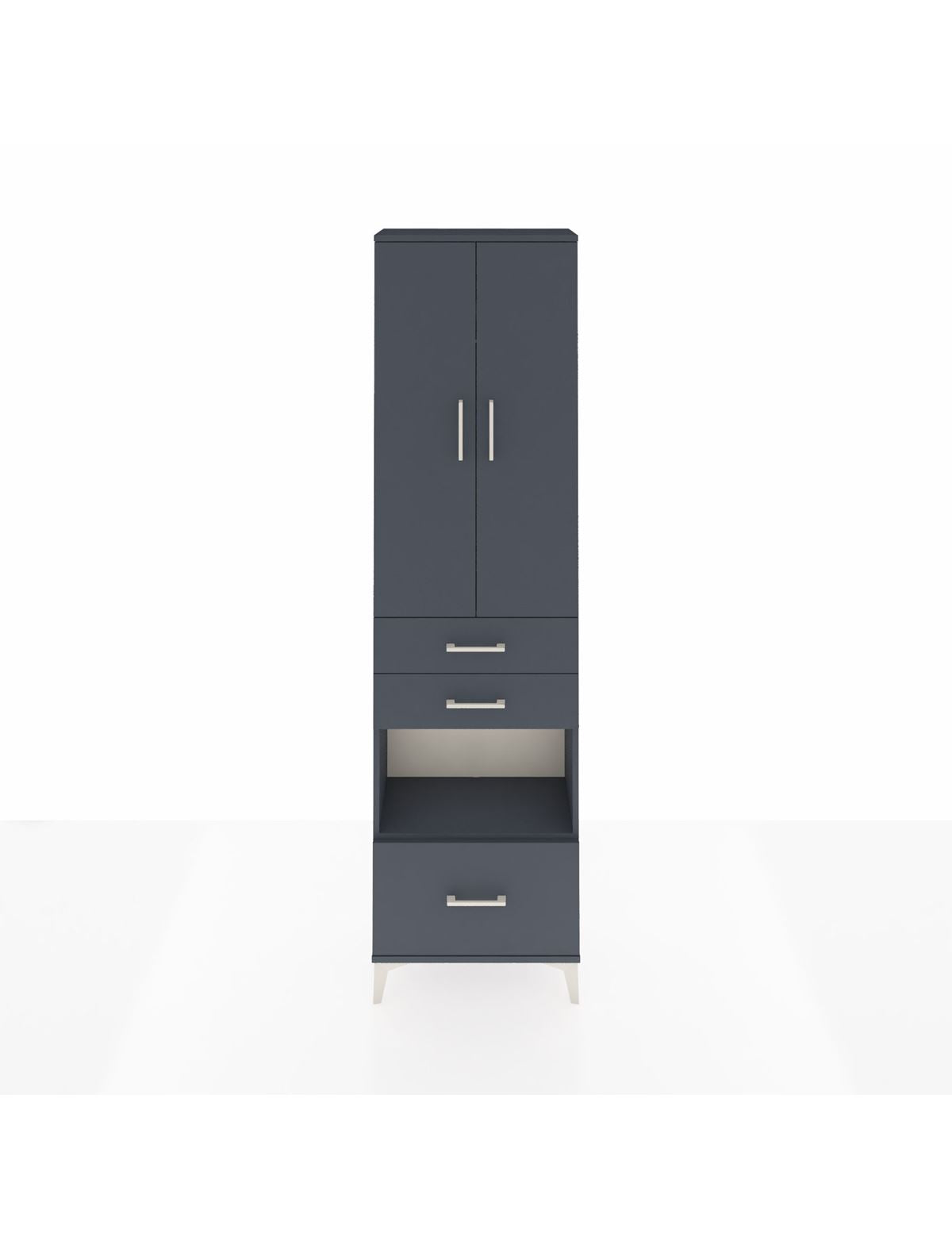 Arges Dolap 3 Raflı 3 Çekmeceli Tek Askılı 60x30x221 Antrasit-Antrasit