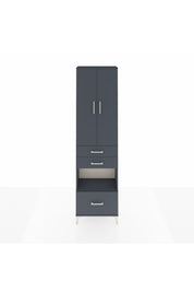 Arges Dolap 3 Raflı 3 Çekmeceli Tek Askılı 60x30x221 Antrasit-Antrasit