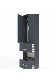 Arges Dolap 3 Raflı 3 Çekmeceli Tek Askılı 60x30x221 Antrasit-Antrasit