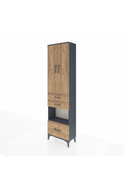 Arges Dolap 3 Raflı 3 Çekmeceli Tek Askılı 60x30x221 Antrasit-Çam