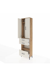 Arges Dolap 3 Raflı 3 Çekmeceli Tek Askılı 60x30x221 Çam-Aytaşı