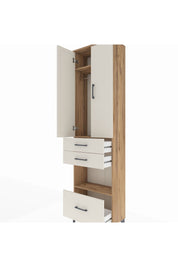 Arges Dolap 3 Raflı 3 Çekmeceli Tek Askılı 60x30x221 Çam-Aytaşı