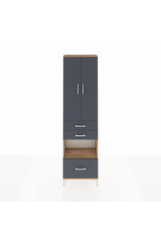 Arges Dolap 3 Raflı 3 Çekmeceli Tek Askılı 60x30x221 Çam-Antrasit