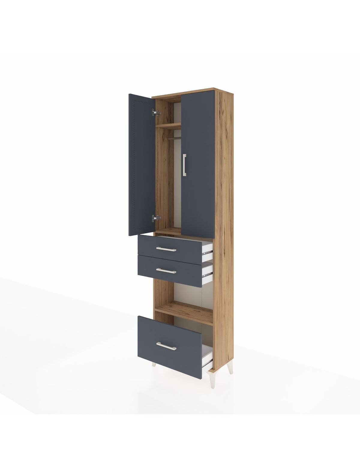 Arges Dolap 3 Raflı 3 Çekmeceli Tek Askılı 60x30x221 - S29M163V8A