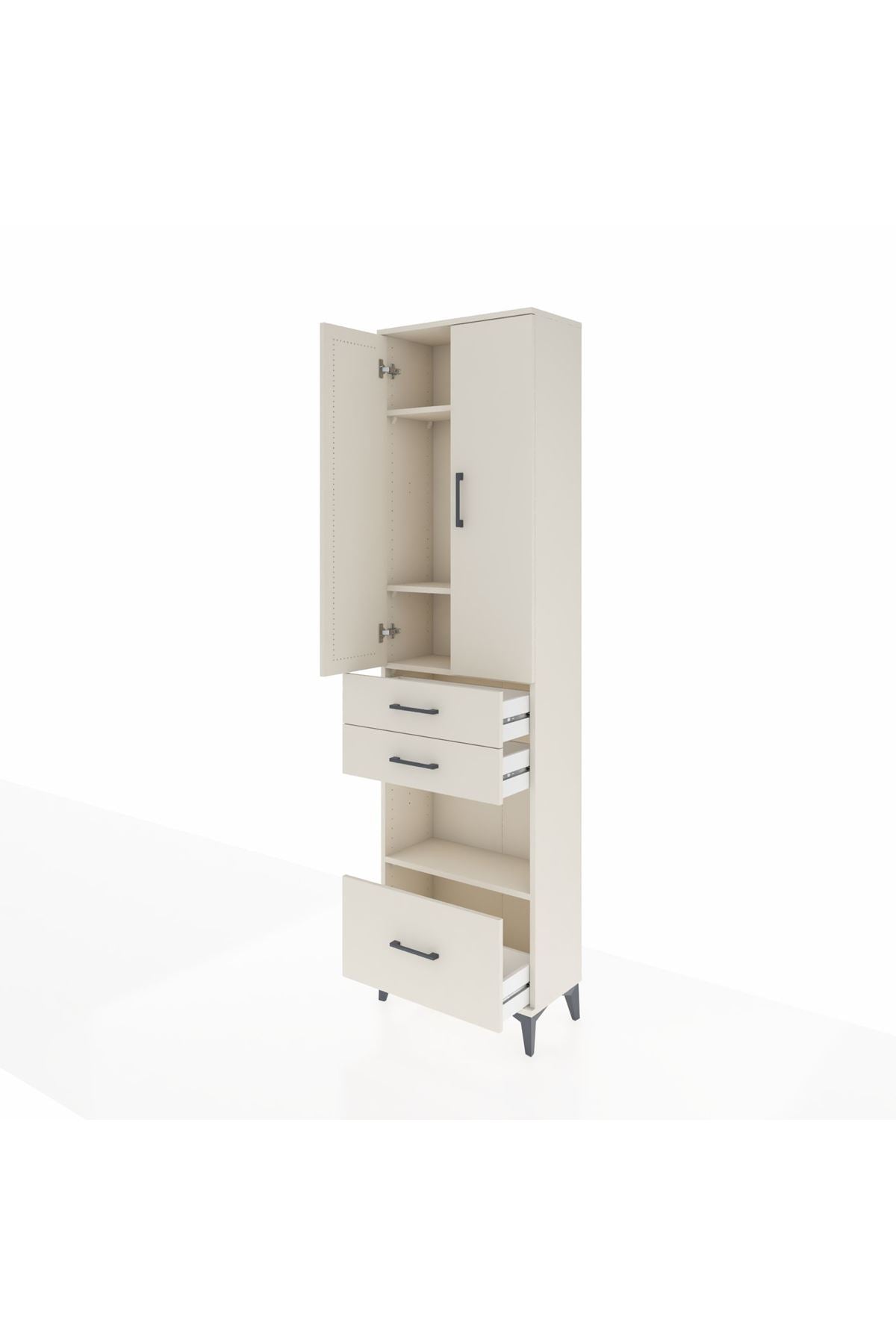 Arges Dolap 4 Raflı 3 Çekmeceli 2 Kapaklı 60x30x221 Aytaşı-Aytaşı