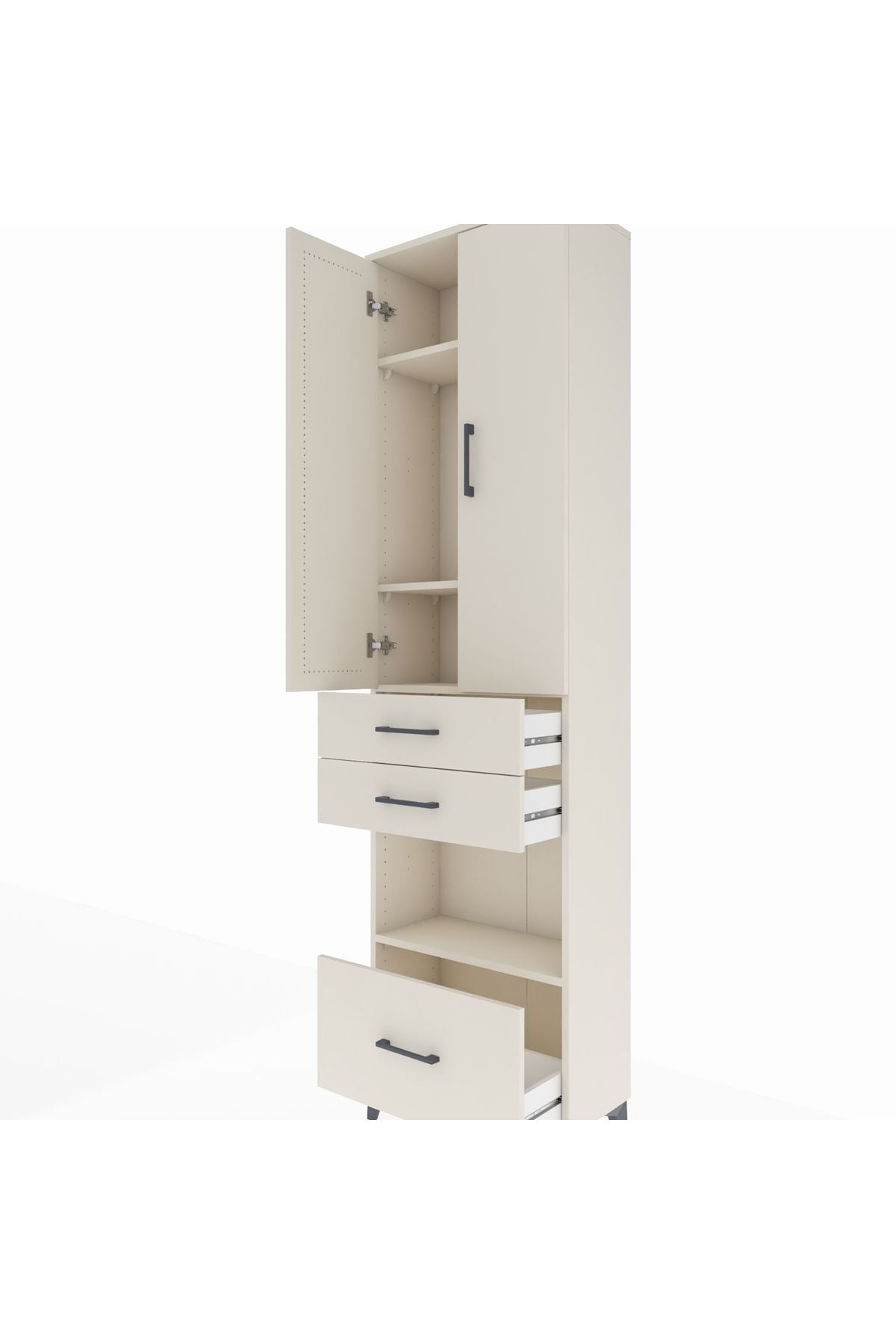 Arges Dolap 4 Raflı 3 Çekmeceli 2 Kapaklı 60x30x221 Aytaşı-Aytaşı