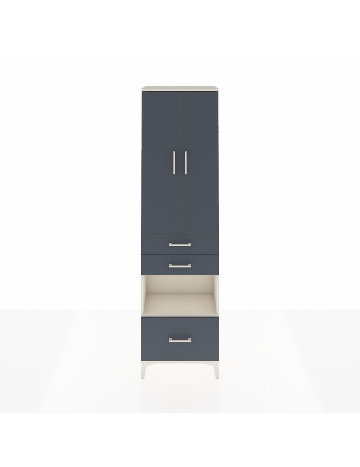 Arges Dolap 4 Raflı 3 Çekmeceli 2 Kapaklı 60x30x221 Aytaşı-Antrasit