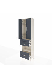 Arges Dolap 4 Raflı 3 Çekmeceli 2 Kapaklı 60x30x221 Aytaşı-Antrasit