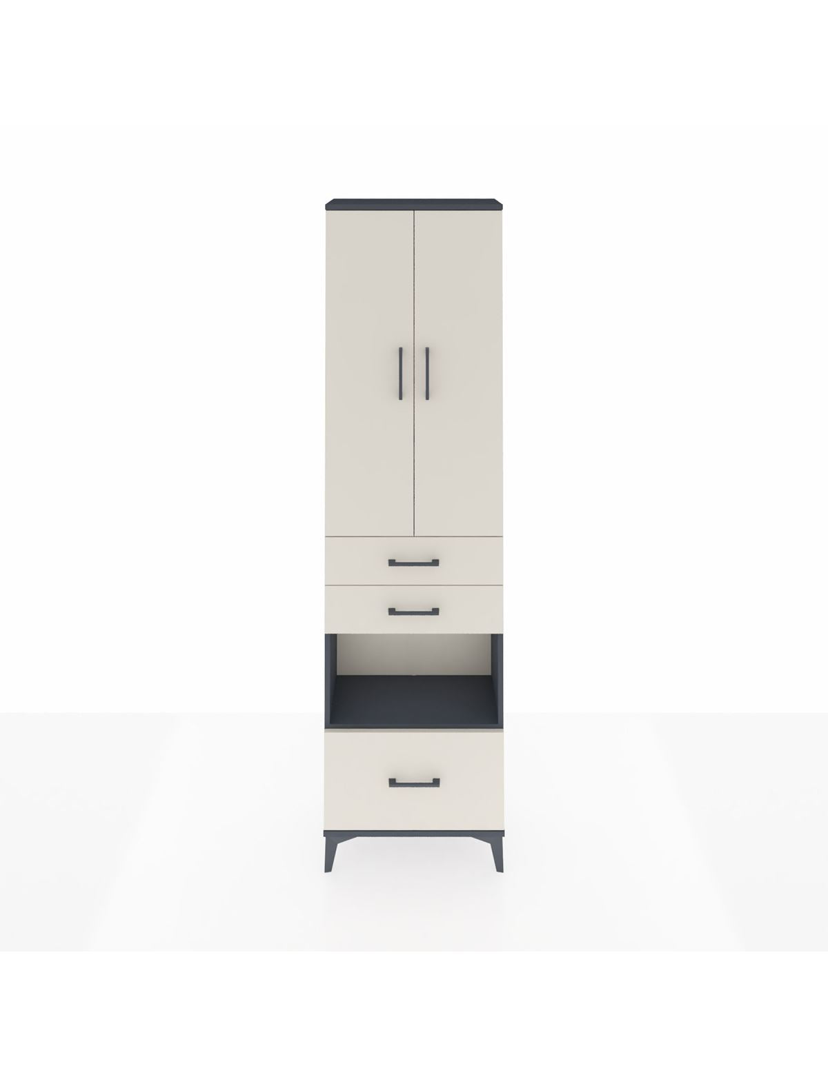 Arges Dolap 4 Raflı 3 Çekmeceli 2 Kapaklı 60x30x221 Antrasit-Aytaşı