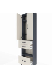 Arges Dolap 4 Raflı 3 Çekmeceli 2 Kapaklı 60x30x221 Antrasit-Aytaşı