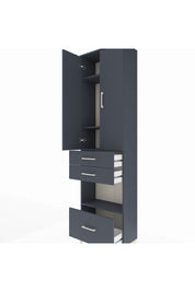 Arges Dolap 4 Raflı 3 Çekmeceli 2 Kapaklı 60x30x221 Antrasit-Antrasit