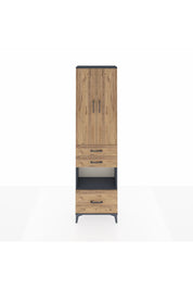 Arges Dolap 4 Raflı 3 Çekmeceli 2 Kapaklı 60x30x221 Antrasit-Çam