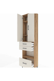 Arges Dolap 4 Raflı 3 Çekmeceli 2 Kapaklı 60x30x221 Çam-Aytaşı