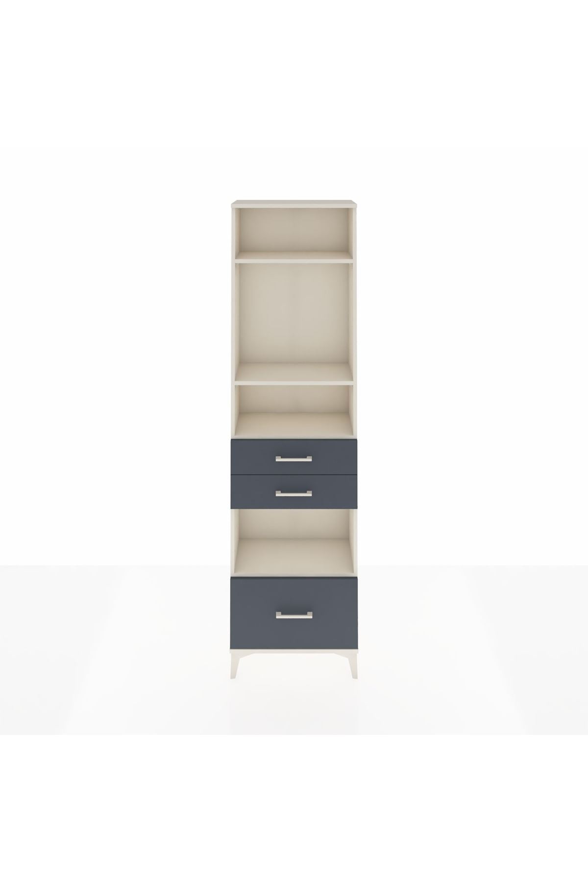 Arges Dolap 4 Raflı 3 Çekmeceli 60x30x221 Aytaşı-Antrasit