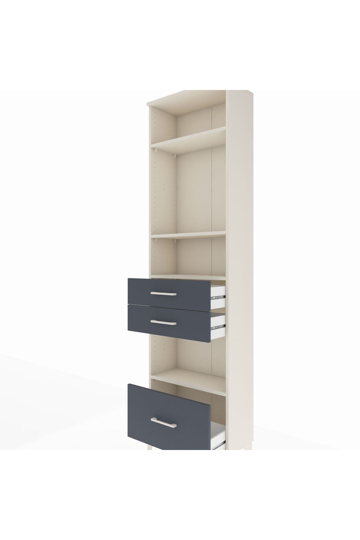 Arges Dolap 4 Raflı 3 Çekmeceli 60x30x221 Aytaşı-Antrasit