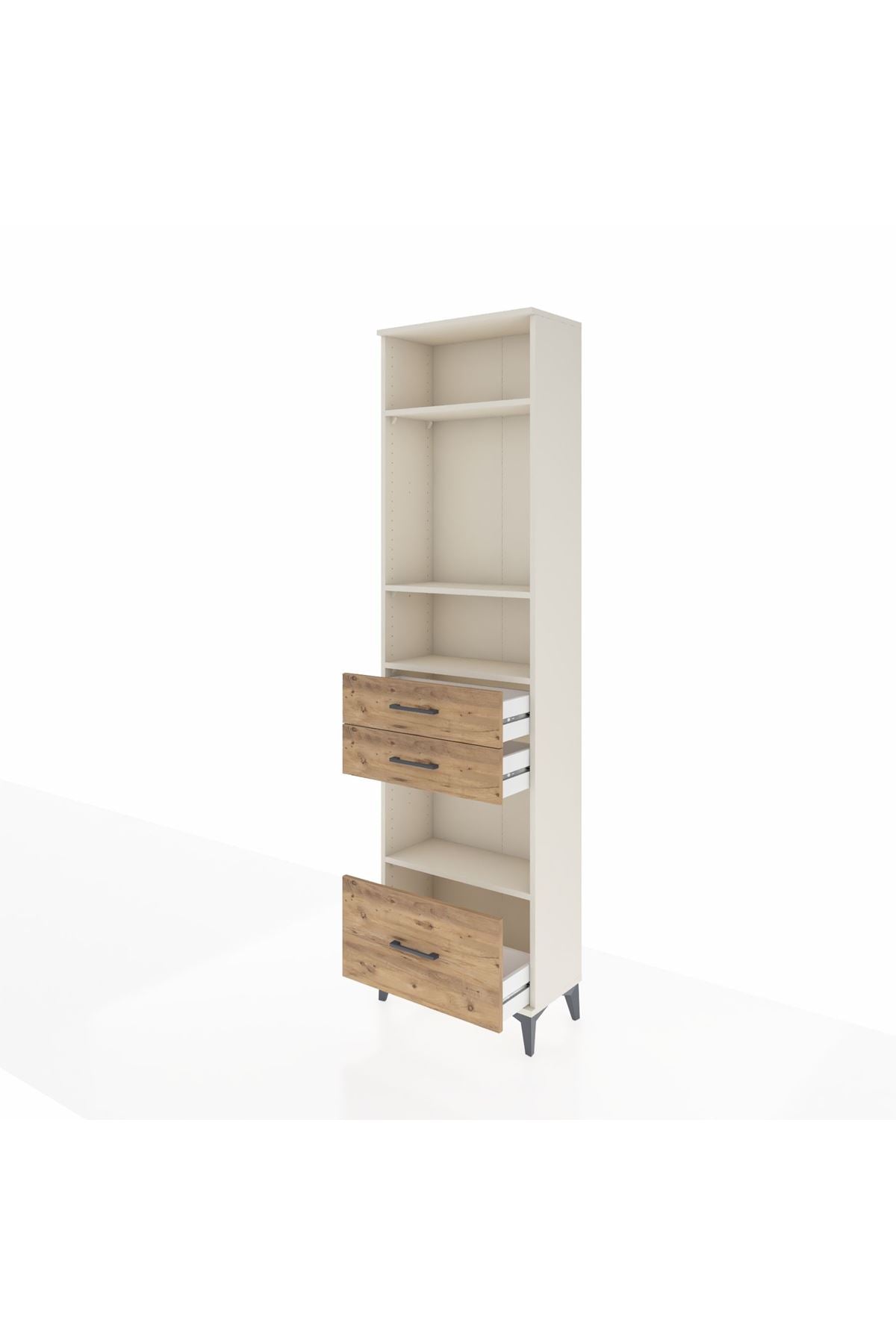 Arges Dolap 4 Raflı 3 Çekmeceli 60x30x221 Aytaşı-Çam