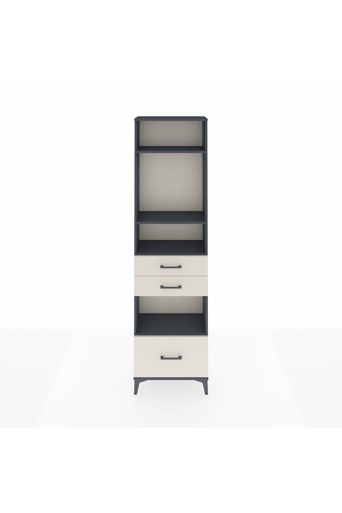 Arges Dolap 4 Raflı 3 Çekmeceli 60x30x221 Antrasit-Aytaşı