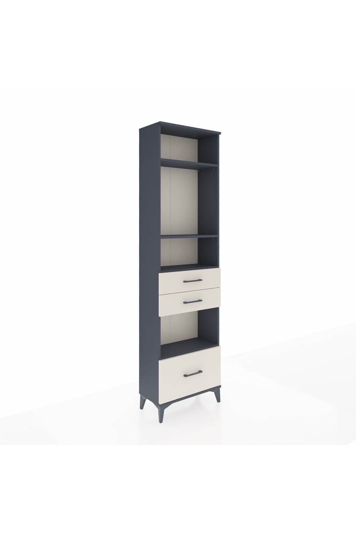 Arges Dolap 4 Raflı 3 Çekmeceli 60x30x221 Antrasit-Aytaşı