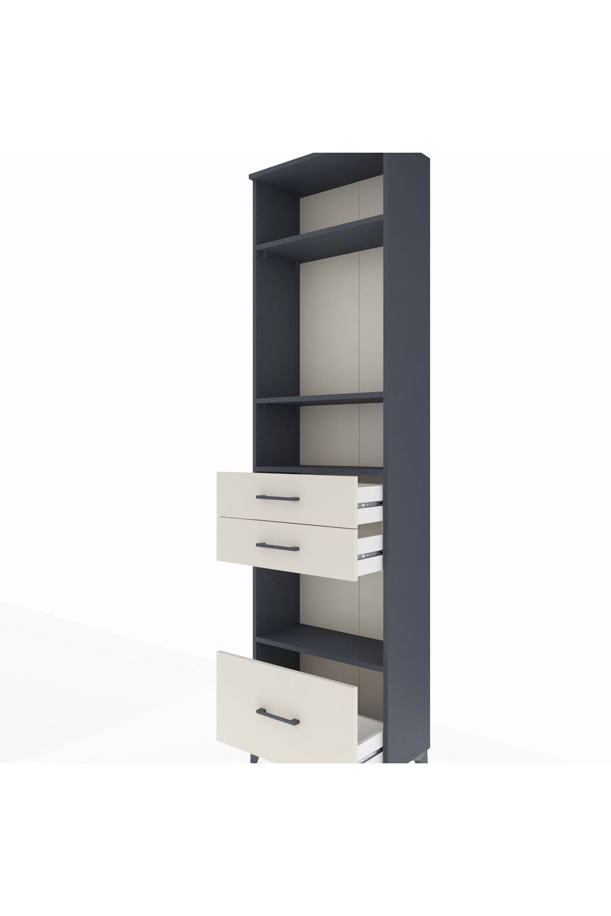 Arges Dolap 4 Raflı 3 Çekmeceli 60x30x221 Antrasit-Aytaşı