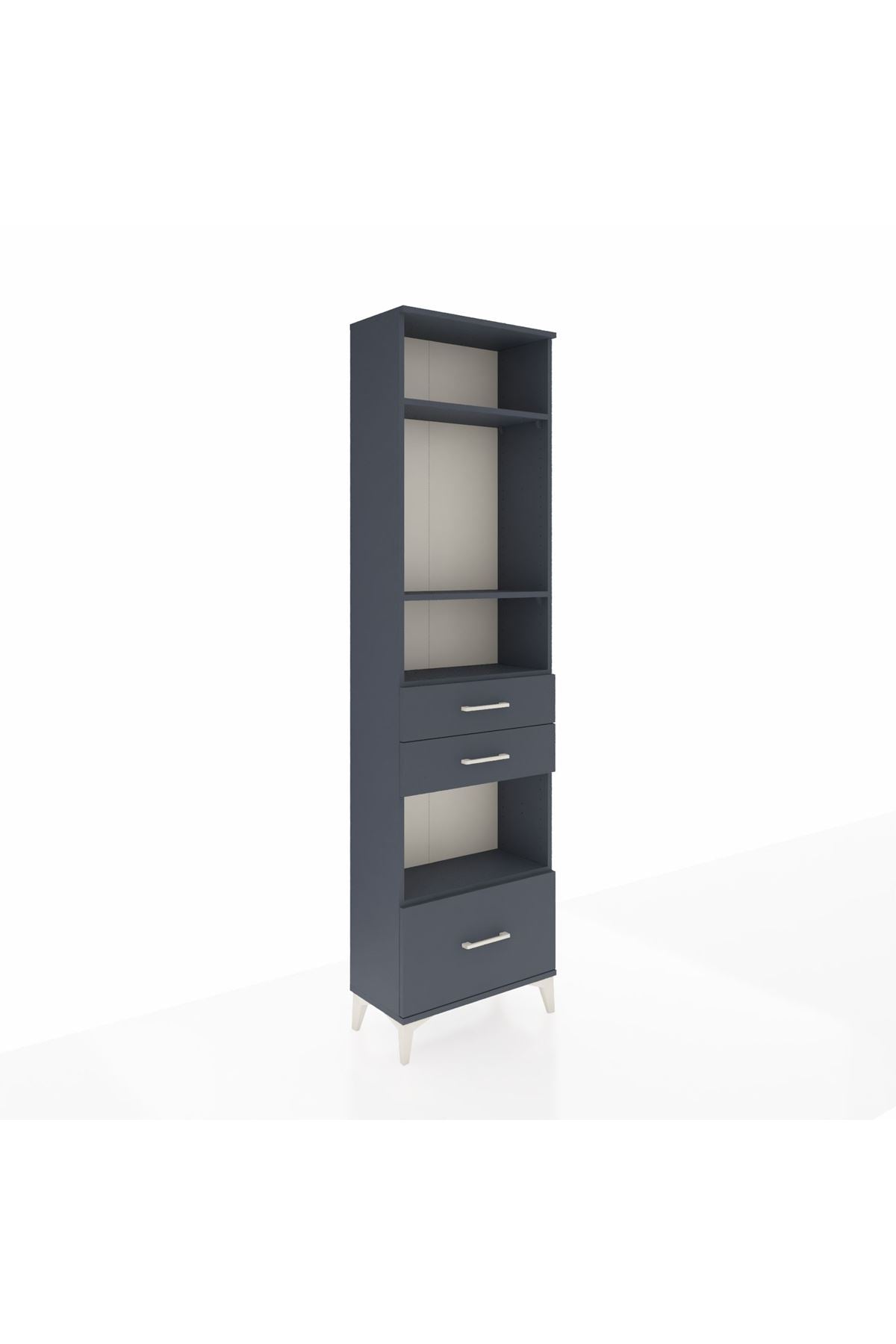 Arges Dolap 4 Raflı 3 Çekmeceli 60x30x221 Antrasit-Antrasit