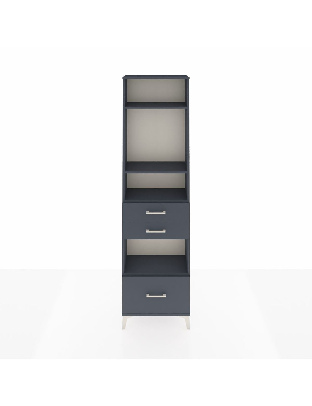 Arges Dolap 4 Raflı 3 Çekmeceli 60x30x221 Antrasit-Antrasit