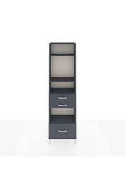 Arges Dolap 4 Raflı 3 Çekmeceli 60x30x221 Antrasit-Antrasit
