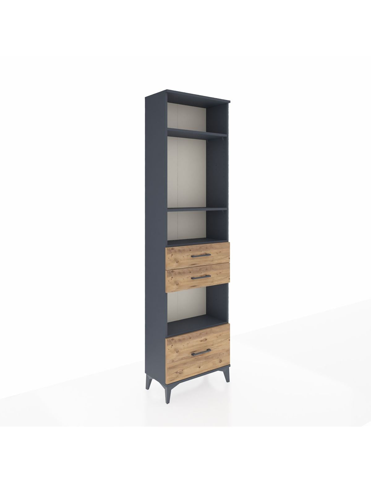 Arges Dolap 4 Raflı 3 Çekmeceli 60x30x221 Antrasit-Çam