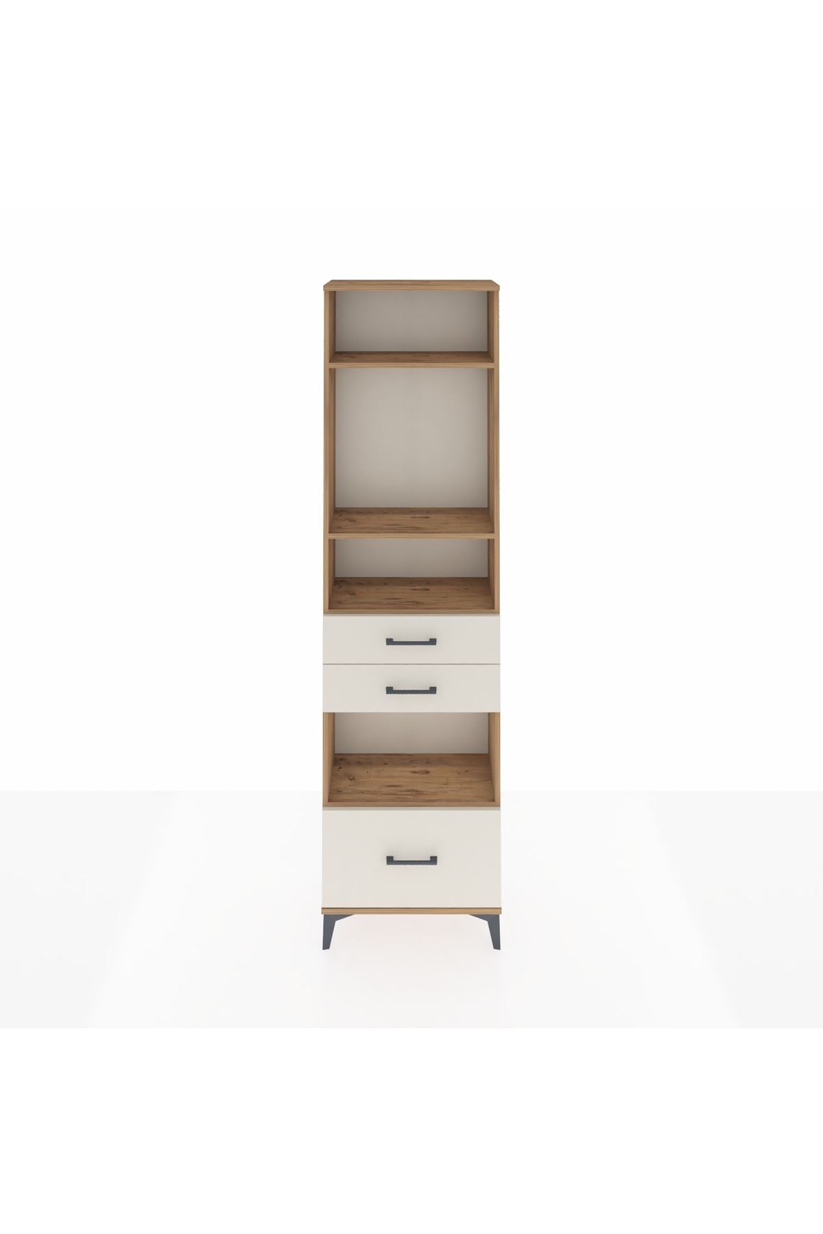 Arges Dolap 4 Raflı 3 Çekmeceli 60x30x221 Çam-Aytaşı