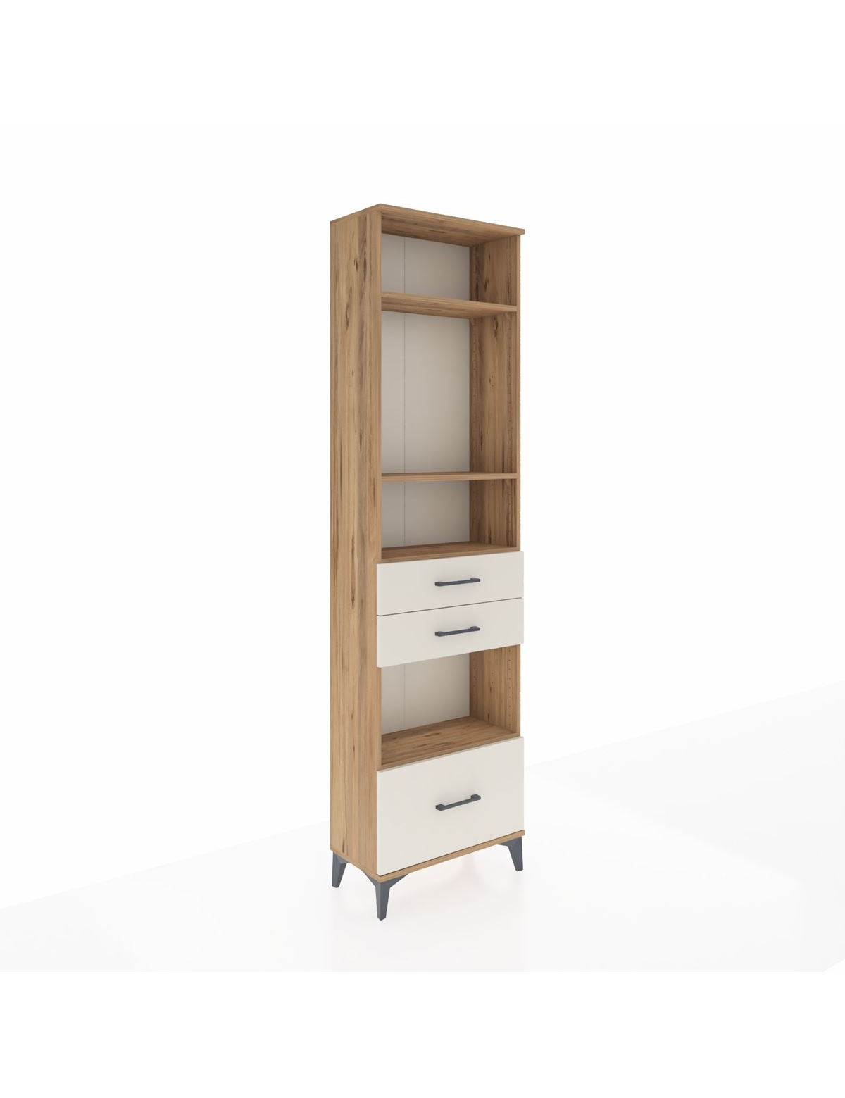 Arges Dolap 4 Raflı 3 Çekmeceli 60x30x221 Çam-Aytaşı