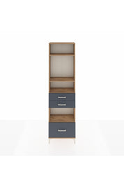 Arges Dolap 4 Raflı 3 Çekmeceli 60x30x221 Çam-Antrasit