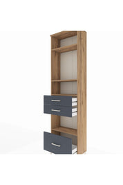 Arges Dolap 4 Raflı 3 Çekmeceli 60x30x221 Çam-Antrasit