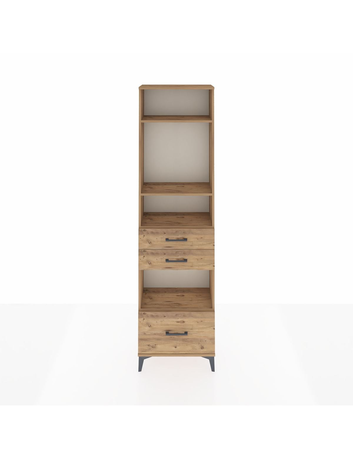 Arges Dolap 4 Raflı 3 Çekmeceli 60x30x221 Çam-Çam