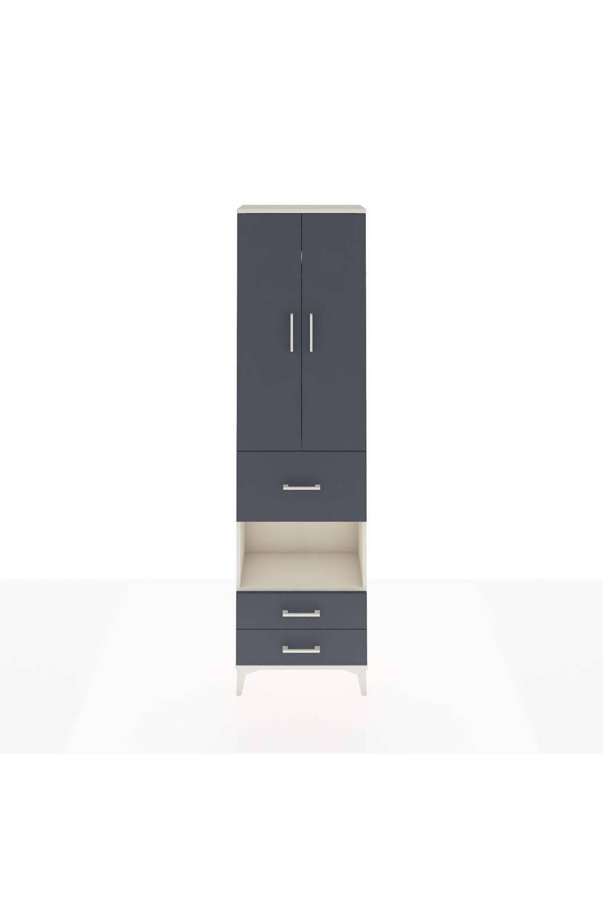 Arges Dolap 3 Raflı 3 Çekmeceli Tek Askılı 60x30x221 Aytaşı-Antrasit