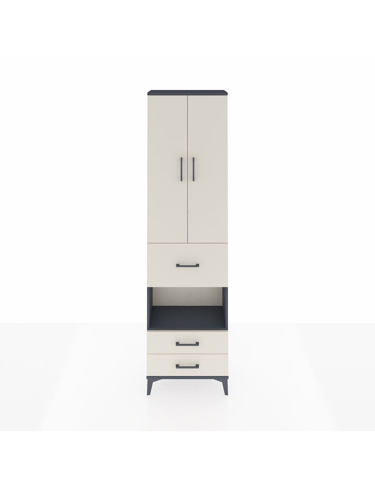 Arges Dolap 3 Raflı 3 Çekmeceli Tek Askılı 60x30x221 Antrasit-Aytaşı