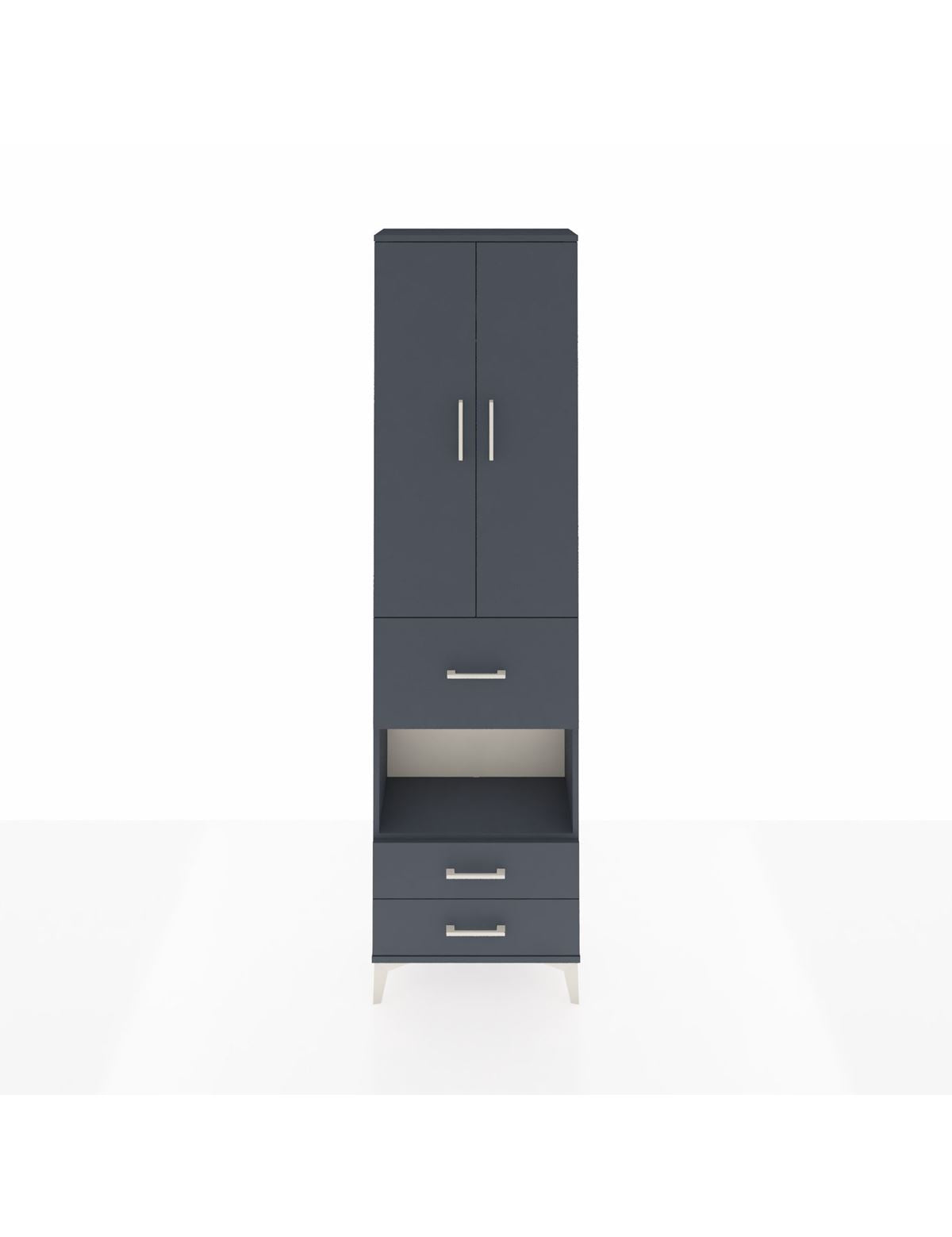 Arges Dolap 3 Raflı 3 Çekmeceli Tek Askılı 60x30x221 Antrasit-Antrasit