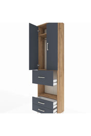 Arges Dolap 3 Raflı 3 Çekmeceli Tek Askılı 60x30x221 Çam-Antrasit