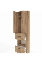 Arges Dolap 3 Raflı 3 Çekmeceli Tek Askılı 60x30x221 Çam-Çam