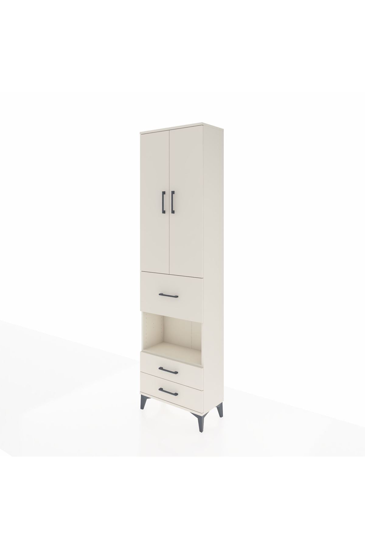 Arges Dolap 4 Raflı 3 Çekmeceli 2 Kapaklı 60x30x221 Aytaşı-Aytaşı