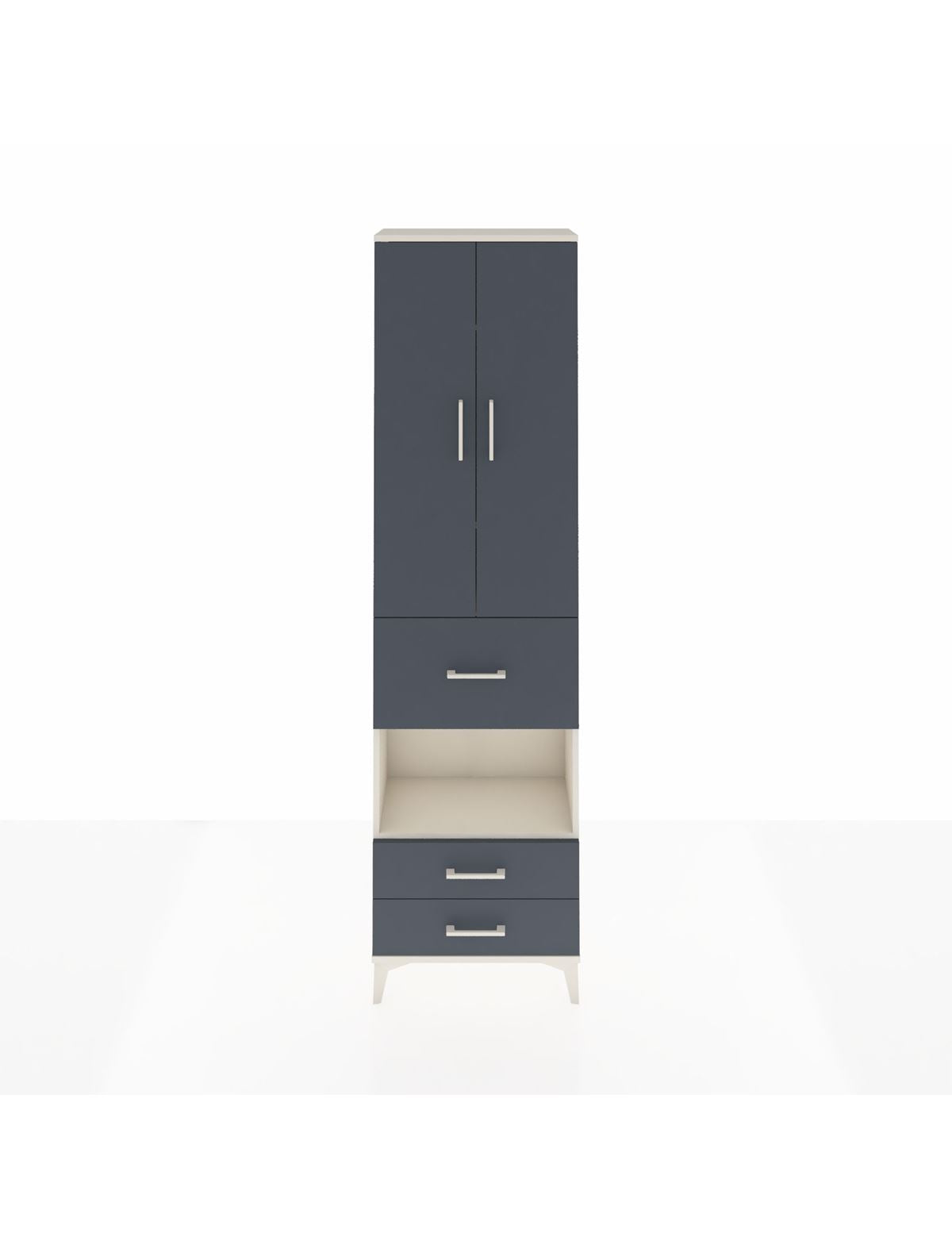 Arges Dolap 4 Raflı 3 Çekmeceli 2 Kapaklı 60x30x221 Aytaşı-Antrasit