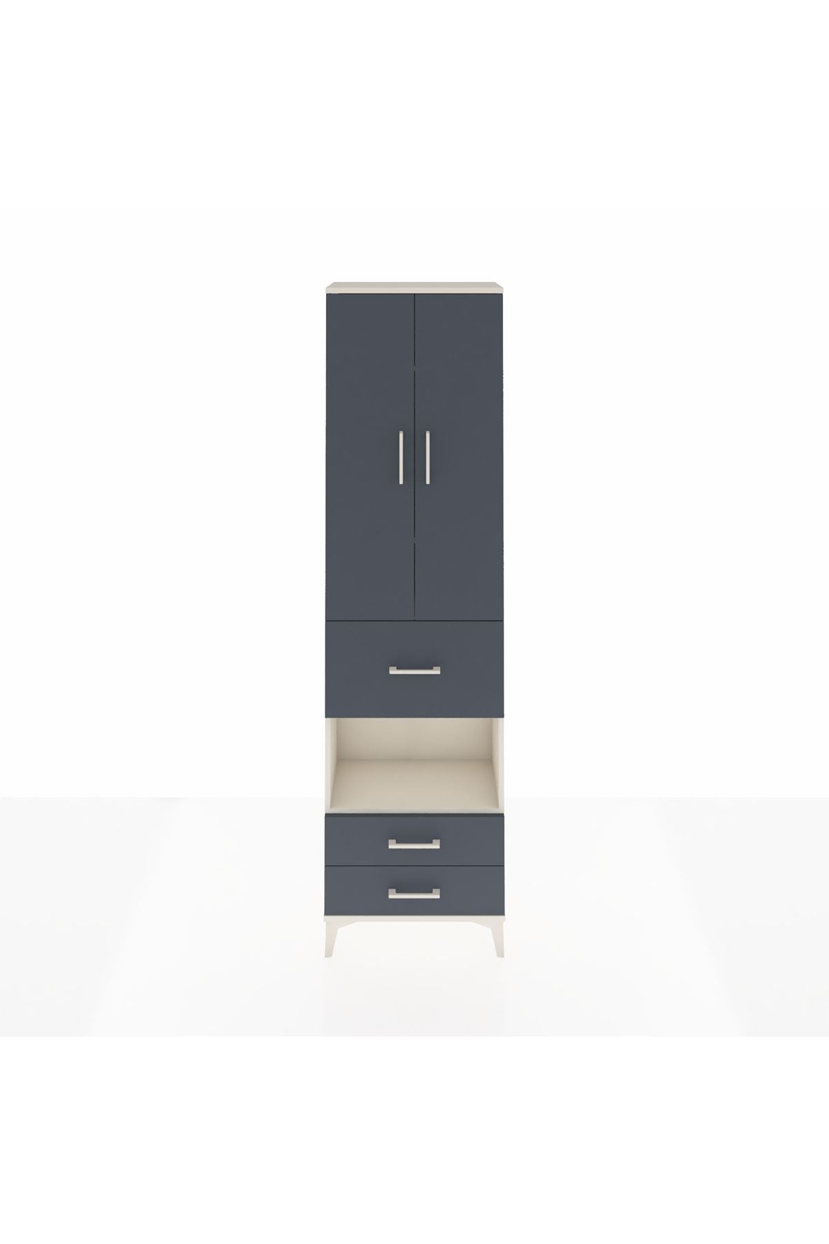 Arges Dolap 4 Raflı 3 Çekmeceli 2 Kapaklı 60x30x221 Aytaşı-Antrasit