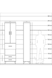 Arges Dolap 4 Raflı 3 Çekmeceli 2 Kapaklı 60x30x221 Antrasit-Aytaşı