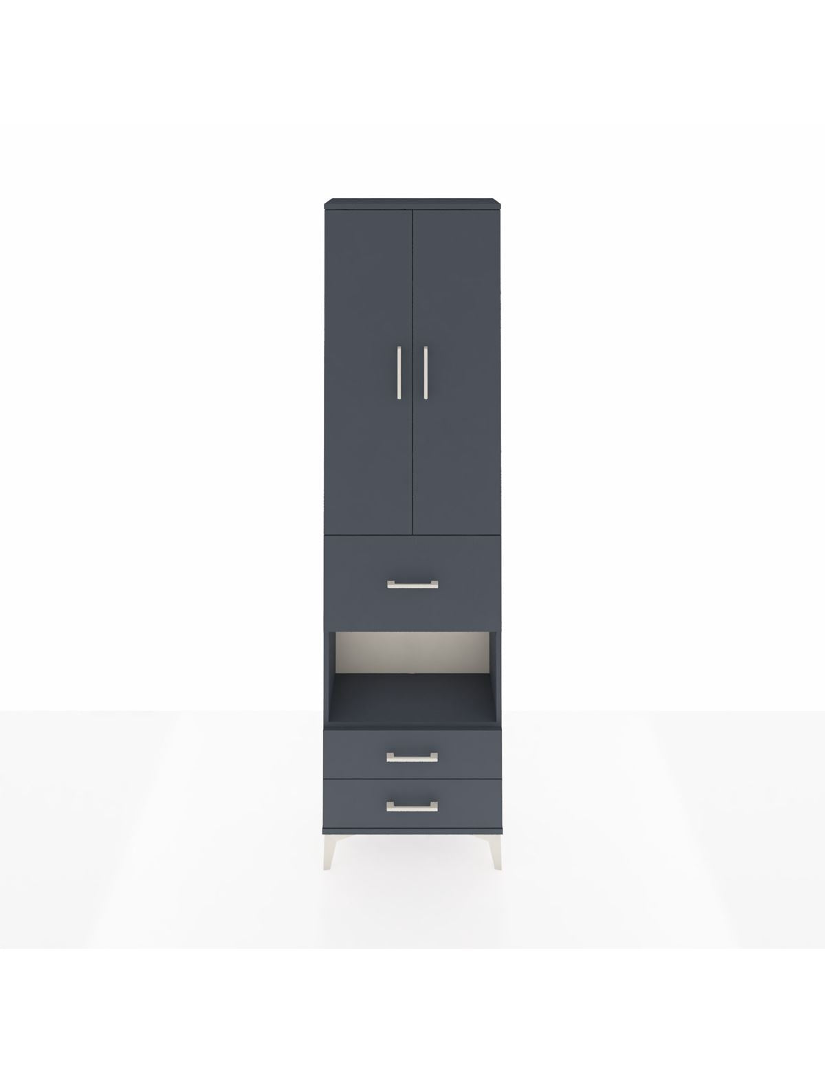 Arges Dolap 4 Raflı 3 Çekmeceli 2 Kapaklı 60x30x221 Antrasit-Antrasit