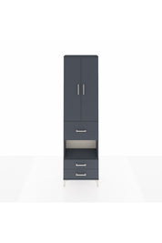 Arges Dolap 4 Raflı 3 Çekmeceli 2 Kapaklı 60x30x221 Antrasit-Antrasit