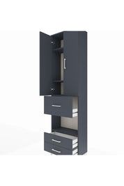 Arges Dolap 4 Raflı 3 Çekmeceli 2 Kapaklı 60x30x221 Antrasit-Antrasit