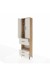 Arges Dolap 4 Raflı 3 Çekmeceli 2 Kapaklı 60x30x221 Çam-Aytaşı